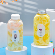 加厚350ml麦吉扁方形杨枝甘露瓶网红奶茶瓶透明pet一次性塑料瓶子