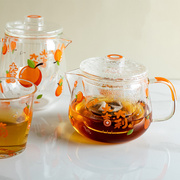 日式花茶壶玻璃耐高温可加热水果，泡花茶壶套装，带过滤办公室茶壶小