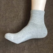 外贸男袜全毛圈袜灰色毛巾底袜子冬季加厚纯棉保暖短筒袜子
