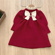 女童连衣裙秋冬裙子秋公主裙大童女孩秋装儿童红色毛衣针织衫