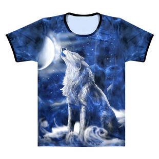 狼夏装3D效果男士短袖T恤 创意3dt恤立体狼图案 半袖打底衫潮DS4