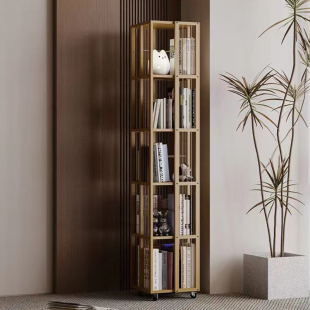 旋转书架家用客厅可移动多层置物架非实木省空间收纳神器简易书柜