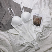 性感白色连体内衣裤蕾丝镂空舒适薄款文胸，美背可开档无钢圈胸罩女