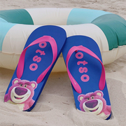 玩具总动员正版草莓熊沙滩凉拖鞋户外防滑软平底夹脚人字拖女夏季