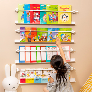 儿童墙壁书架家用墙上置物架门，后简易宝宝书架，薄款壁挂绘本免打孔