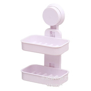 便携式双层吸盘免打孔香皂盒，卫生间肥皂沥水海绵，收纳架塑料置物架