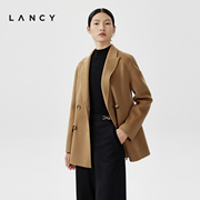 LANCY/朗姿春季羊毛西装短外套高端双面呢法式短款大衣女