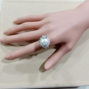 15mm925超大爱迪生珍珠正圆微瑕左右银珍珠戒指，女个性小众时尚潮