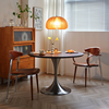 北欧复古实木圆形餐桌家用小户型饭桌现代简约不锈钢郁金香小圆桌