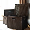 田园草藤编织收纳筐家用有盖储物盒杂物，整理箱抽屉零食框收纳篮筐