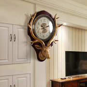 实木钟表挂钟北欧欧式创意客厅，大气美式家用时尚个性新中式石英钟