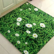 3D地垫卧室地毯绿色客厅垫子地垫门垫防滑进门蹭脚垫门厅垫花朵