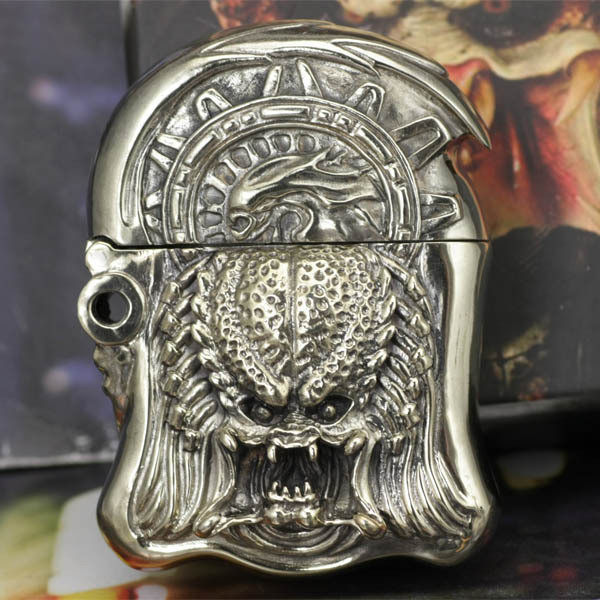美国原装正品<span class=H>ZIPPO</span>打火机★白铜五面雕刻复刻铁血战士