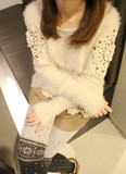 2011秋冬韩国 复古软绵绵镂空钩花袖 弧形钩花下摆马海毛毛衣