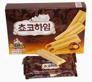  韩国原装 进口零 食品 可拉奥/crown巧克力榛子瓦 夹心蛋卷 142g
