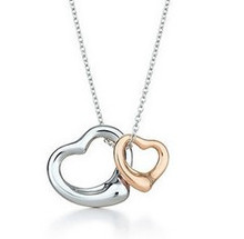 [Mart] de plata de doble collar corazón del corazón de Tiffany dicroicos joyas sección