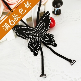 AP13清仓绒布镶水钻<em>后背蝴蝶结</em>交叉<em>黑色</em>金属