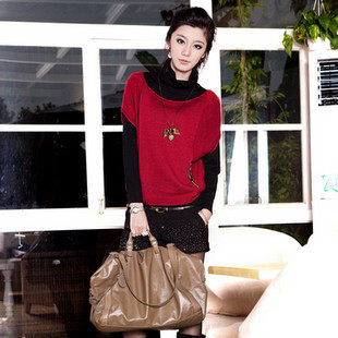 包邮2011新春装正品低领毛衣韩版黑色淑女坊风短款女蝙蝠衫