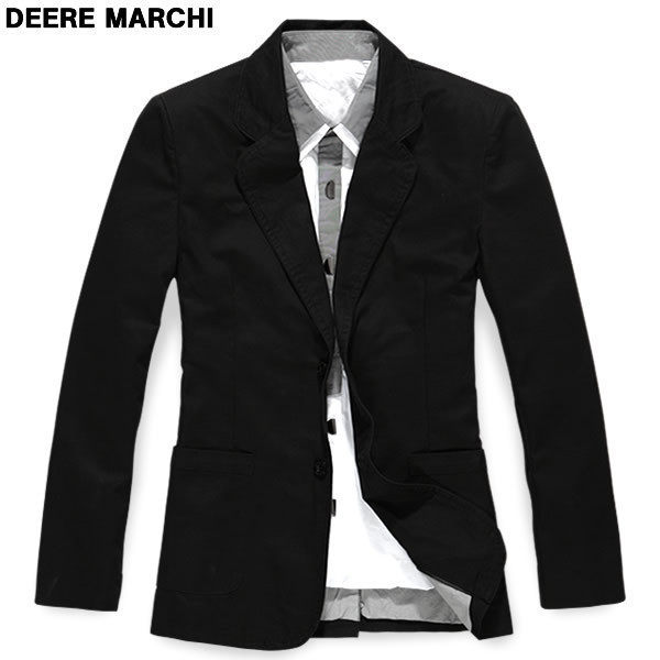 DEERE MARCHI迪尔.马奇 高档简约单开叉纯棉休闲小西装 8930黑