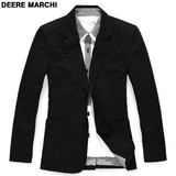 DEERE MARCHI迪尔.马奇 高档简约单开叉纯棉休闲小西装 8930黑