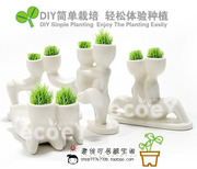 DIY创意绿恋人造型青草种植 可爱桌面植物摆件 防辐射桌摆