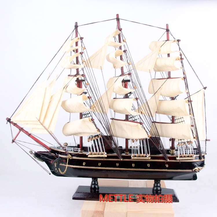 手工木制工艺品 家居办公摆设 一帆风顺 复古帆船/战船模型 礼品
