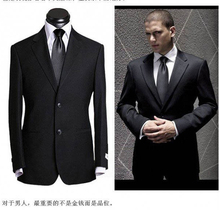 阿玛尼专柜正品西服套装 男士两粒扣黑色西装 修身韩版收腰型套西