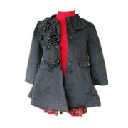 童装 儿童秋冬装 外贸单 经典黑色立体花朵女童大衣 儿童外套