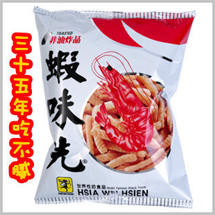  台湾进口食品 80零食 裕荣虾味先原味60克 非油炸虾条 膨化食品