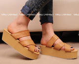 MIKASHOP★ black temper 交叉宽皮带套脚轻便厚底凉拖