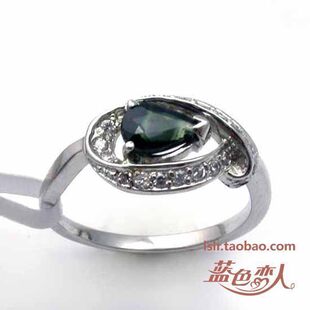 天然山东蓝宝石戒指 正品 女 厂家直销 925银镀金 贵重宝石112元