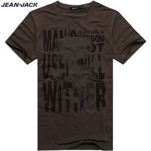 <span class=H>Jean</span> <span class=H>Jack</span>纯棉<span class=H>短袖</span>T恤 男 圆领 字母图案 修身 短T JOTX230 六折
