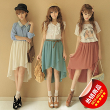 CICI-SHOP 新款夏装 日系 百搭不规则雪纺半身裙三色入2081