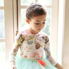 韩国童装女童2014春装款 田园风印花花朵儿童长袖T恤打底衫