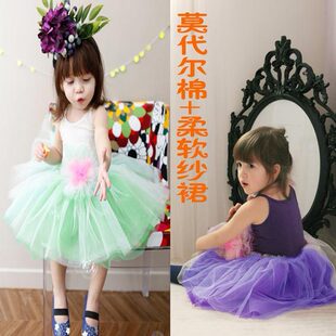  夏装韩版女童公主裙纱裙蓬蓬裙吊带裙儿童连衣裙女童芭蕾舞裙