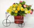 特价8成新库存品 田园风格 干花假花用 小车花篮花瓶 摆件摆设
