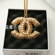 Chanel chanel ultra-lujo doble CLOGO collar de perlas de agua dulce de perlas largo collar de oro k mujeres modelos chapados