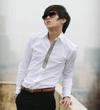 MR DIOR 休闲韩版男装 极细千鸟格假领带设计修身长袖衬衫原价58