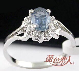  斯里兰卡蓝宝925纯银戒指镀金女戒天然蓝宝石戒指经典镶嵌