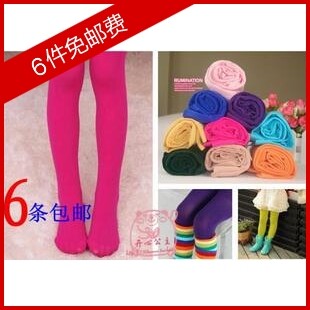 6双包邮 儿童糖果色连裤袜 女童天鹅绒九分袜 女童****打底舞蹈袜