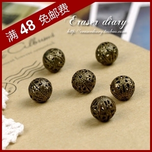  DIY饰品材料配件 手工串珠 10mm 青铜色 镂空圆球配件