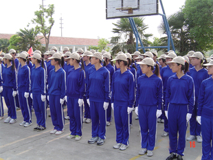 针纺花牌学校通用男女学生军训线衫线裤蓝色双白条老式运动服套装