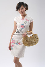 云衫飘逸无袖花朵，现代时尚/休闲旗袍/改良夏装短旗袍G100048