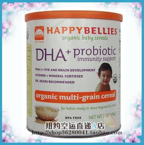 【美国农业部认证】HAPPYBELLIES益生菌DHA有机混合谷物米粉198g