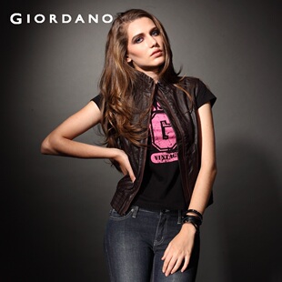 2012 new stock recommendation Giordano Jacket Women's metal rock leather vest 01371588