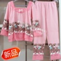 包邮正品佰伦世家2012春夏款女纯棉长袖小熊睡衣可爱卡通家居服