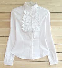 (包快递)2010 秋 新 秋装 新款 女装立领长袖衬衫白