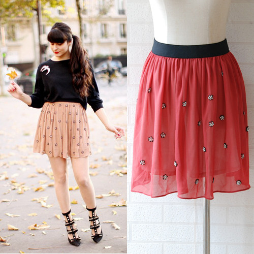 [<span class=H>ON</span><span class=H>LY</span> YOYO] 雪纺半身裙 2012夏装新款 topshop同款百褶中裙