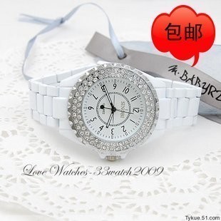  包邮 正品时诺比情侣手表 女韩国时尚学生 白色女表 时装表水钻表