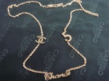 14k de oro rosa collar de Chanel CHANEL C5 doble carta